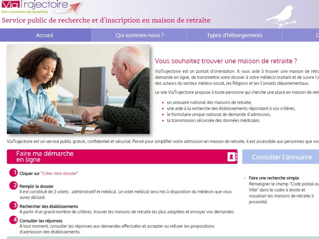 Le site de ViaTrajectoire, capture d'écran