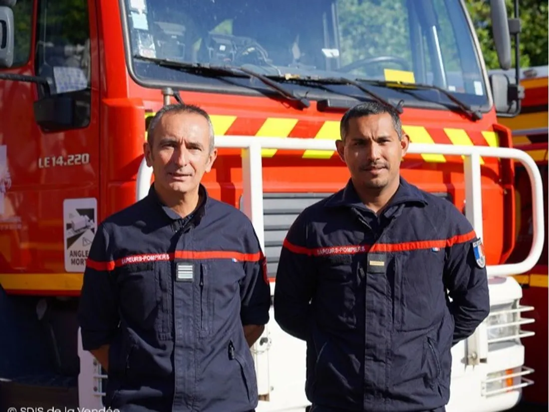 Le colonel Raison (à gauche) et l'adjudant Vigouroux (à droite)