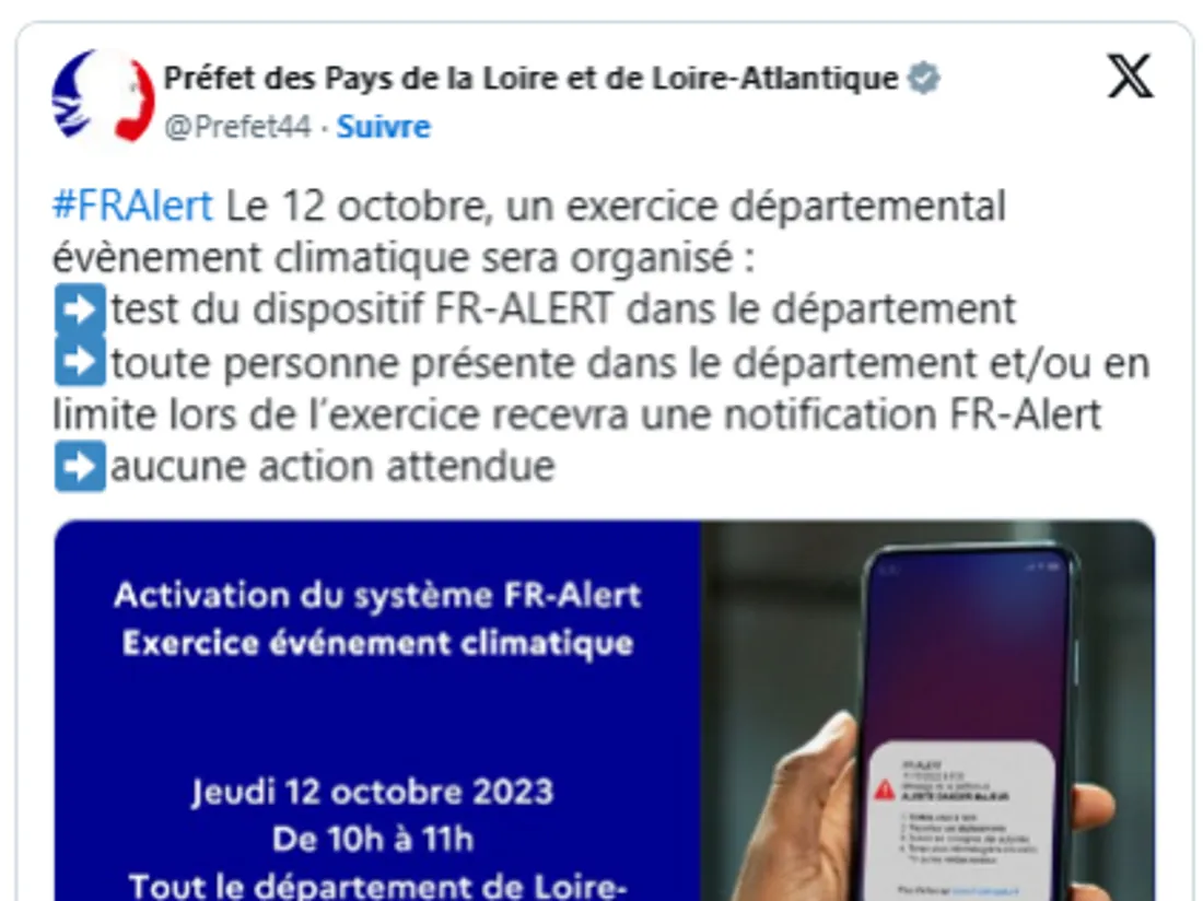 Message de la préfecture des Pays de la Loire et de Loire-Atlantique