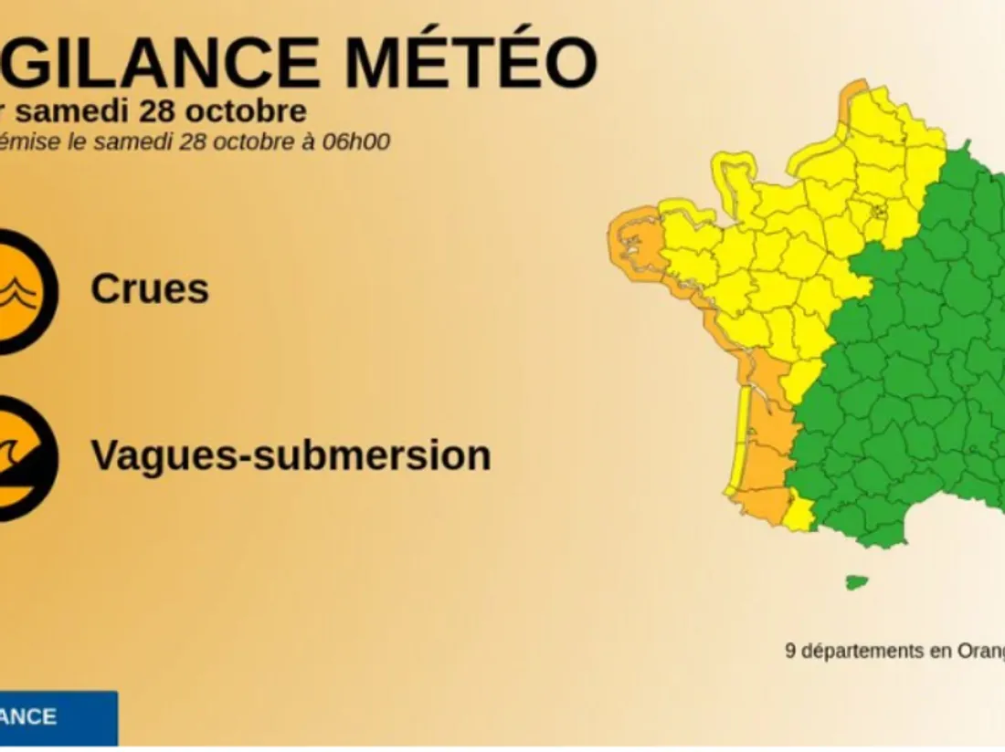 Loire-Atlantique, Vendée, Charente-Maritime en vigilance orange pour crues et vagues submersions