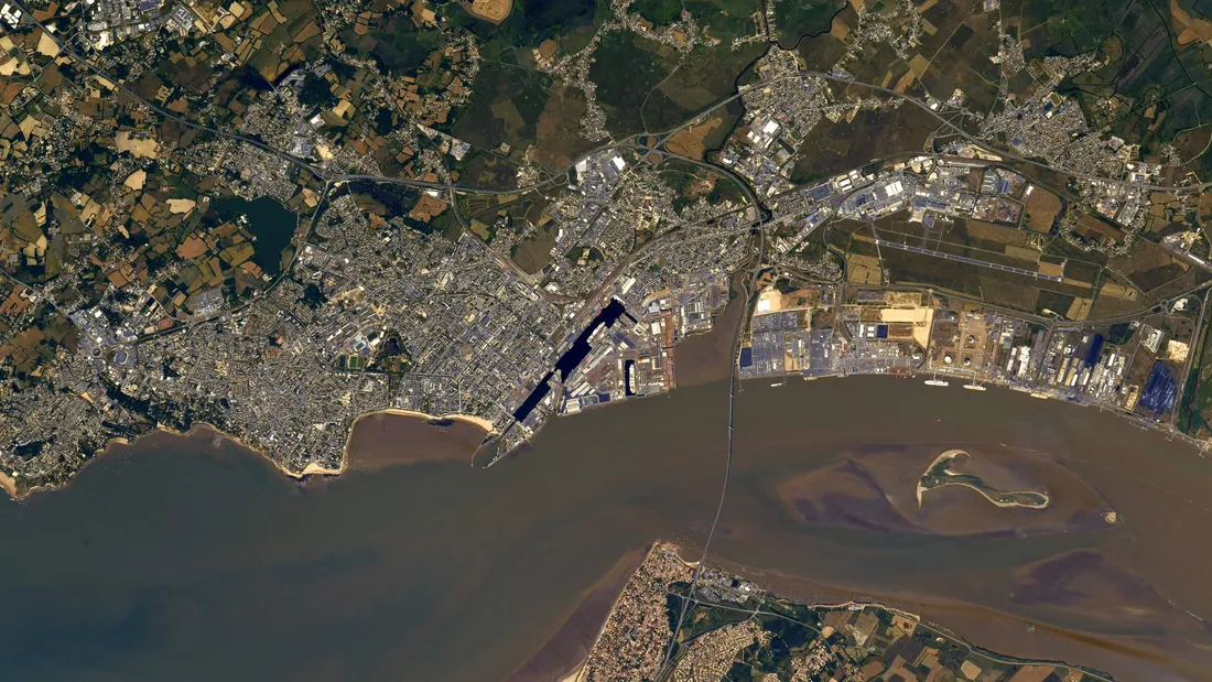 La ville de Saint-Nazaire vue de l'ISS