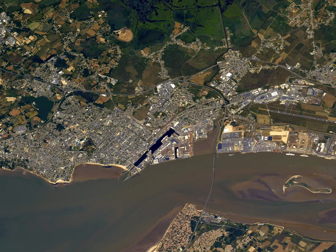 La ville de Saint-Nazaire vue de l'ISS