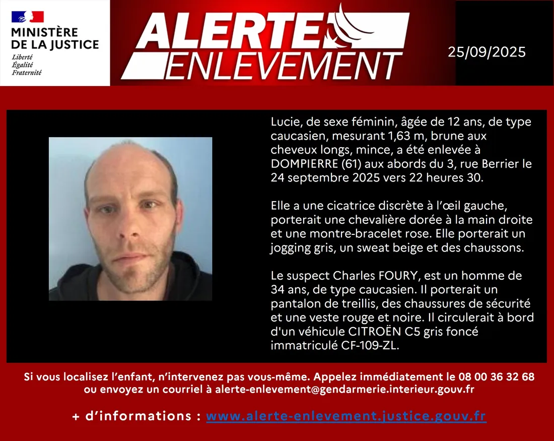 L'alerte enlèvement déclenchée après la disparition d'une jeune fille de 12 ans dans l'Orne