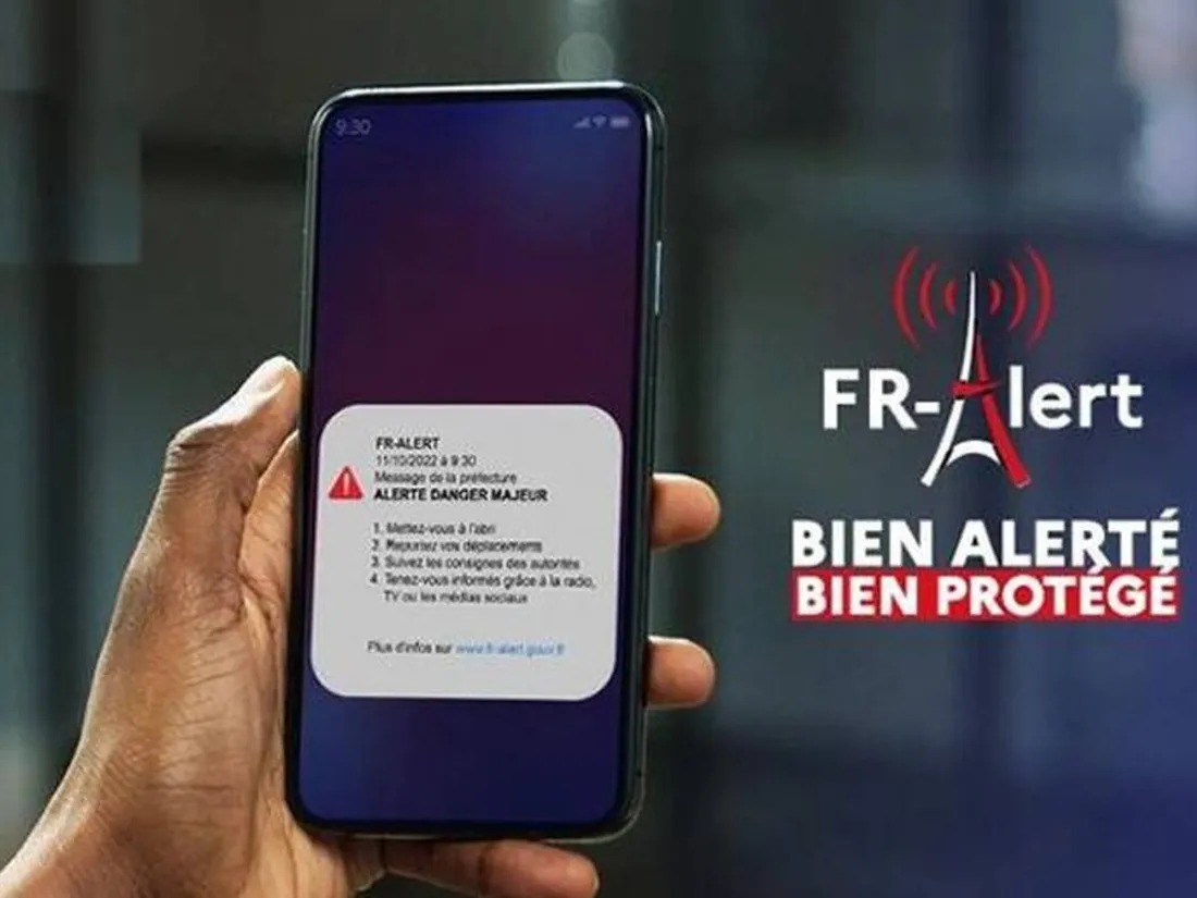 illustration d'un message sms FR-Alert sur un portable 