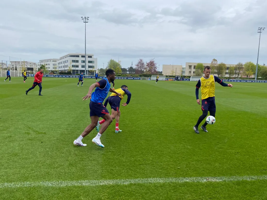 Les joueurs du Stade Malherbe Caen à l'entraînement