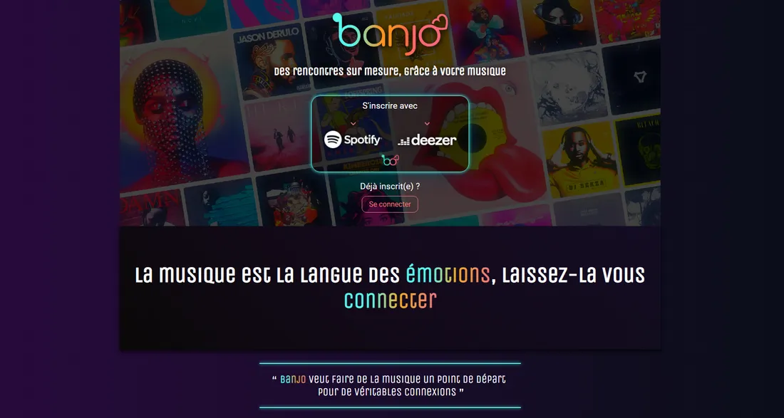 La page d'accueil de Banjo