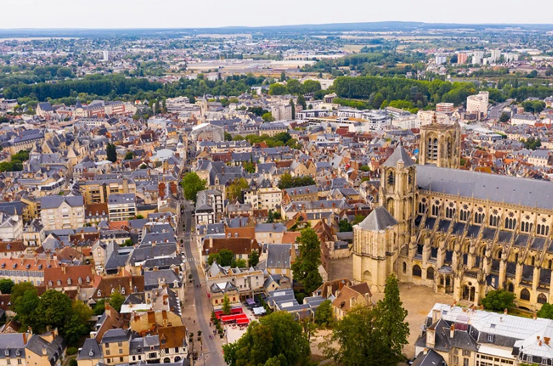 La ville de Bourges, vue de haut