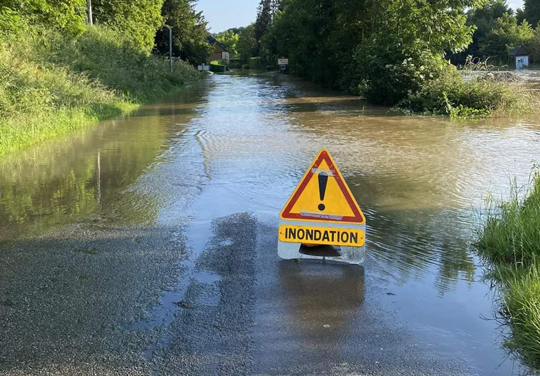 Route inondée ce jeudi 20 juin à Nuillé-sur-Vicoin