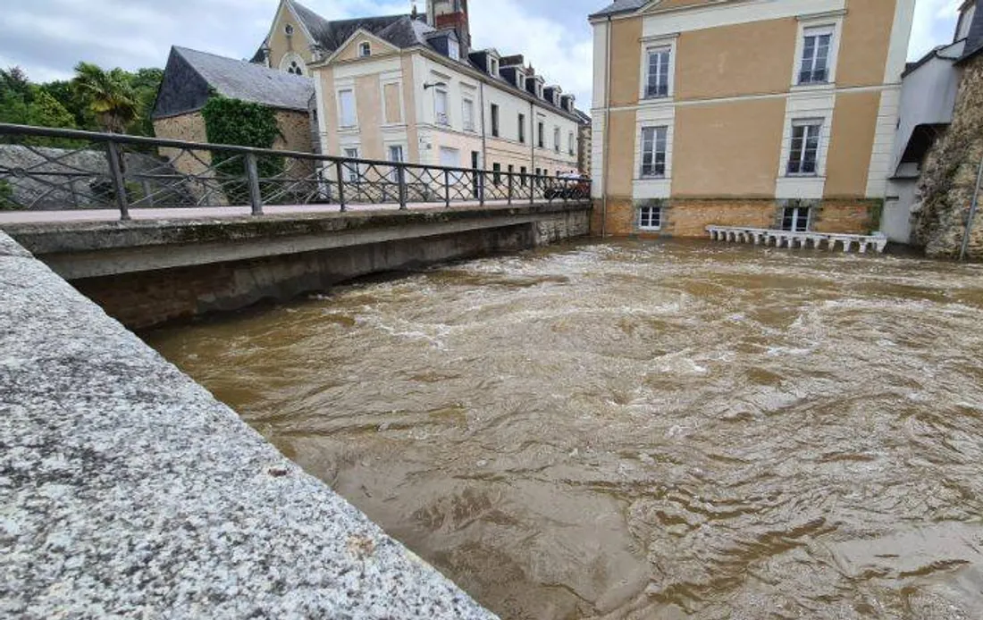 L'Oudon en crue en Mayenne