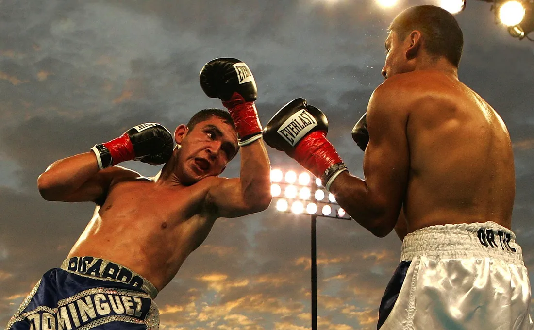 Deux boxeurs en plein combat