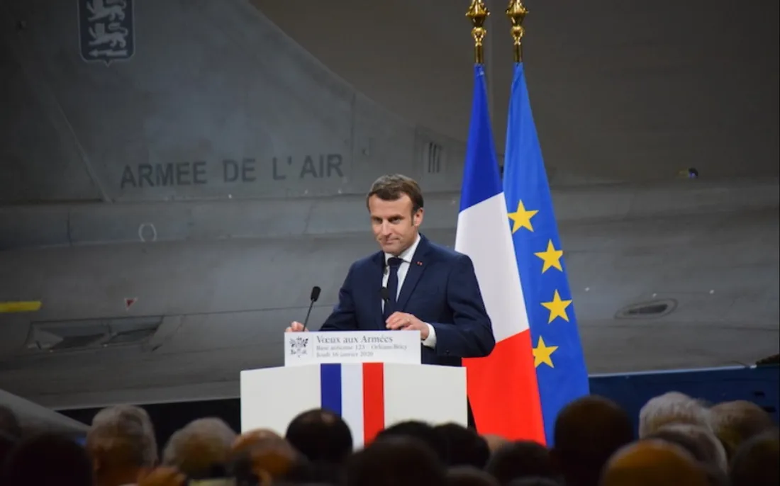Le Président de la République, Emmanuel Macron, dans le Loiret, en 2020.