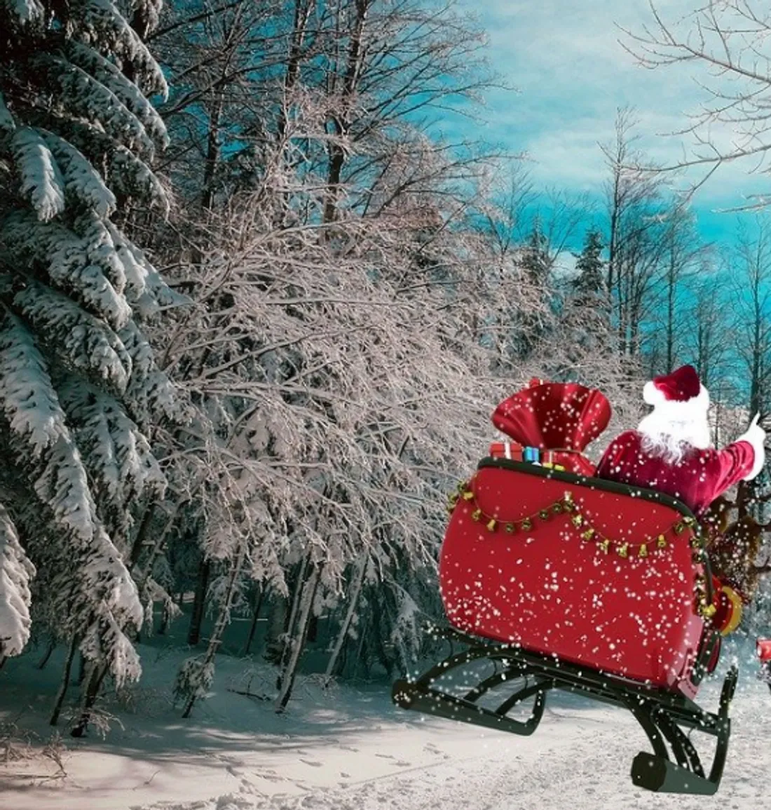 Montgolfière avec père noel dans une nacelle -décoration de Noel