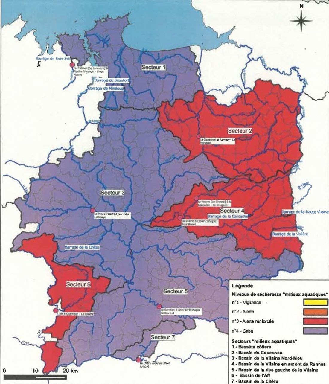 Carte sécheresse Ille-et-Vilaine (annexe arrêté 2 août 2022)