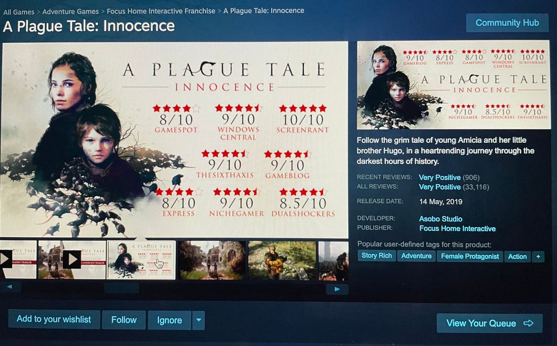 Capture d'écran de Plague Tale : Innocence sur Steam
