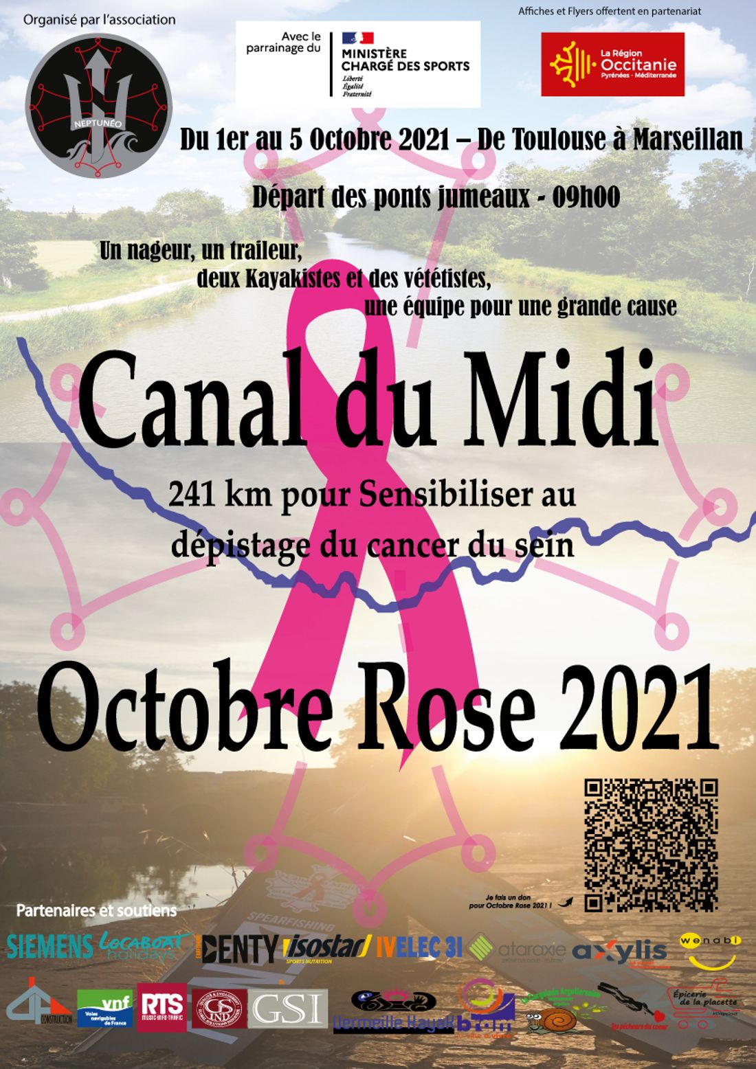 Descente canal du Midi / Octobre rose