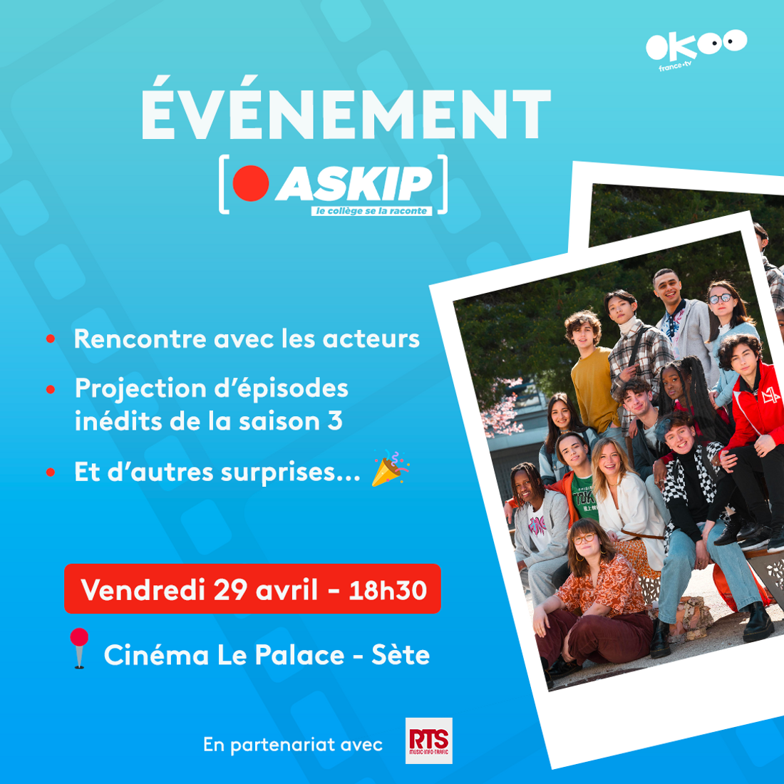 Grande Soirée Askip, vendredi 29 avril à 18h30 au Cinéma Le Palace à Sète