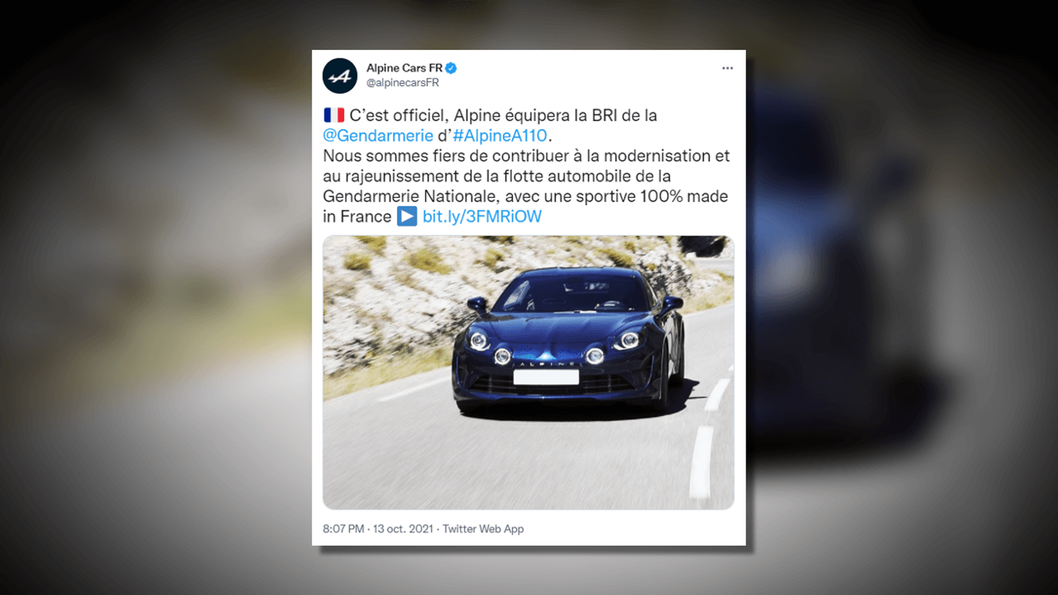 La Gendarmerie s'équipe d'Alpine