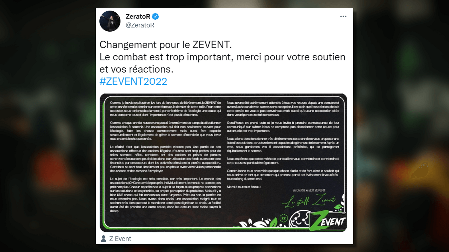 Changement de programme pour ZEvent