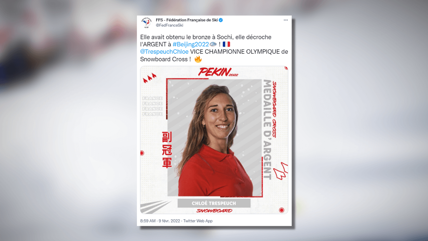JO-2022 : Chloé Trespeuch prend l'argent en snowboardcross
