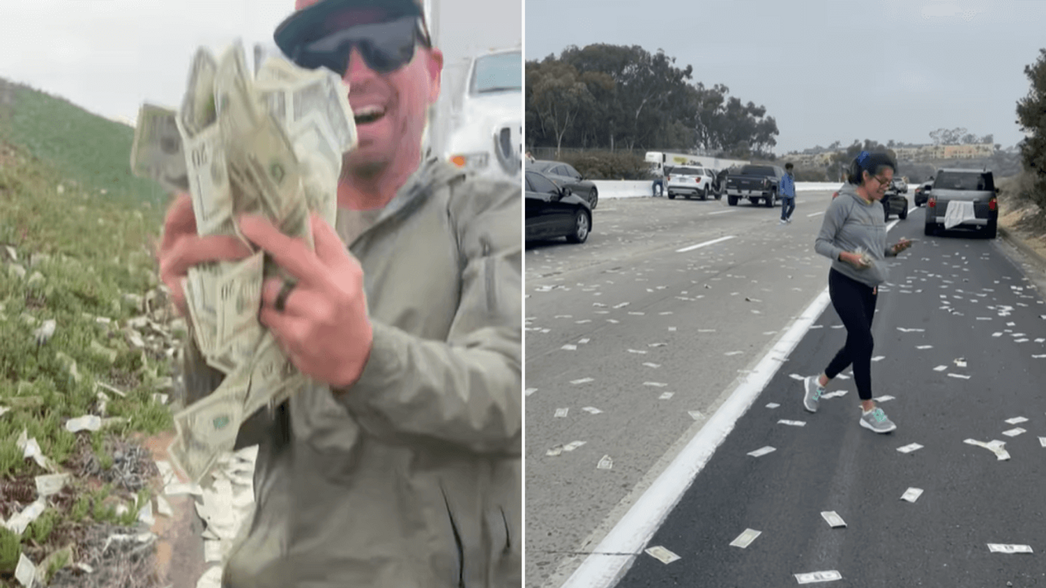 Californie : un fourgon sème des billets de banque sur l'autoroute