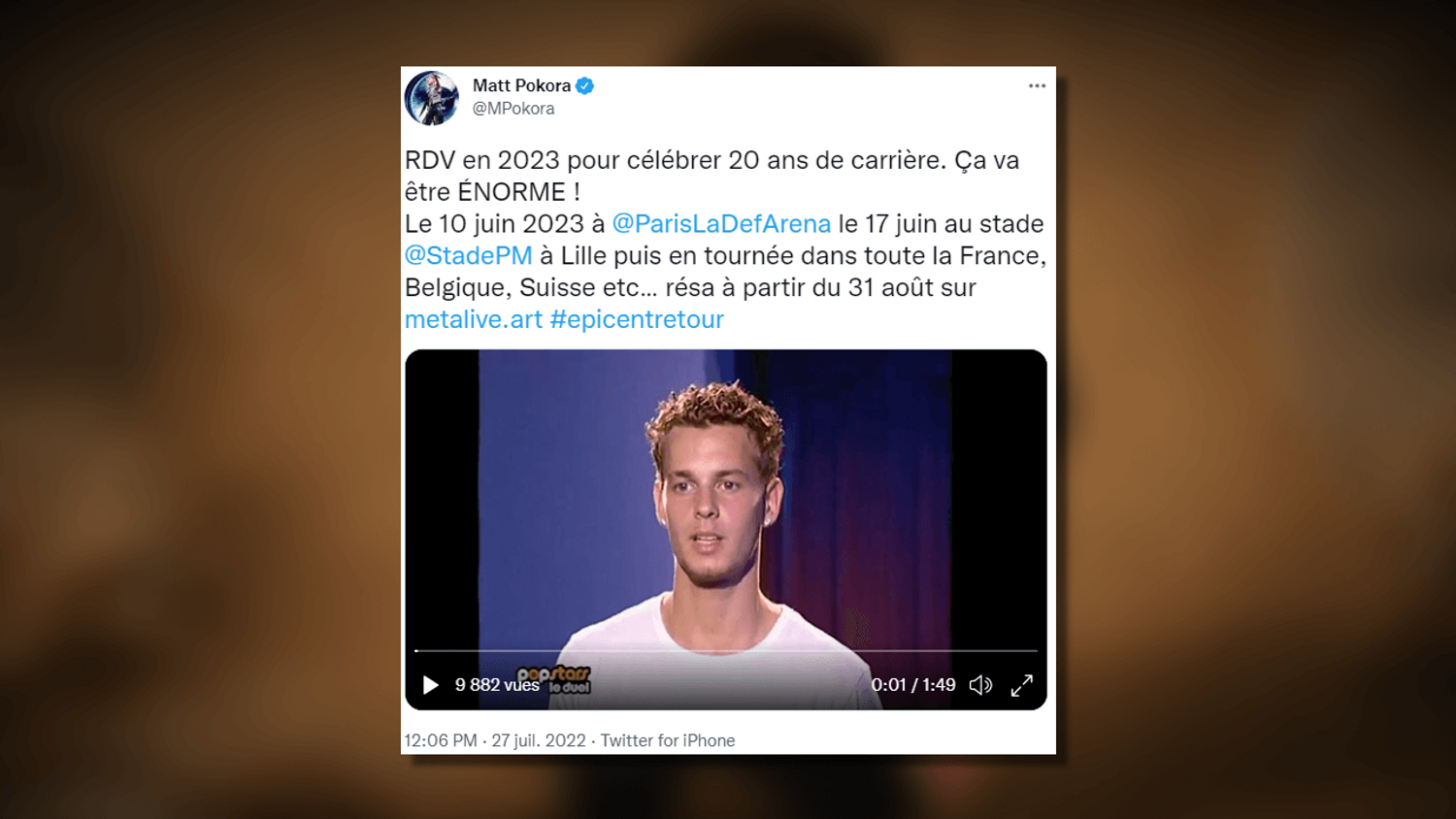 Matt Pokora sera bientôt en tournée pour ses 20 ans carrière