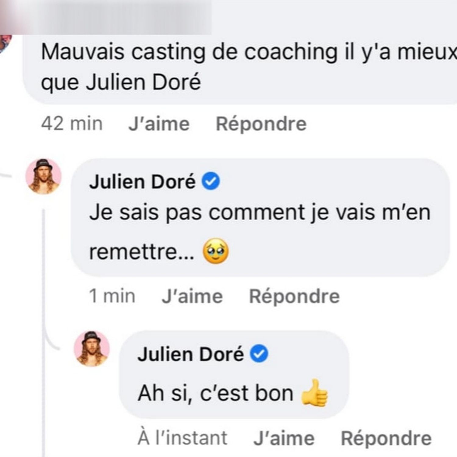 Julien Doré réplique à ses détracteurs (avec beaucoup d'humour !)