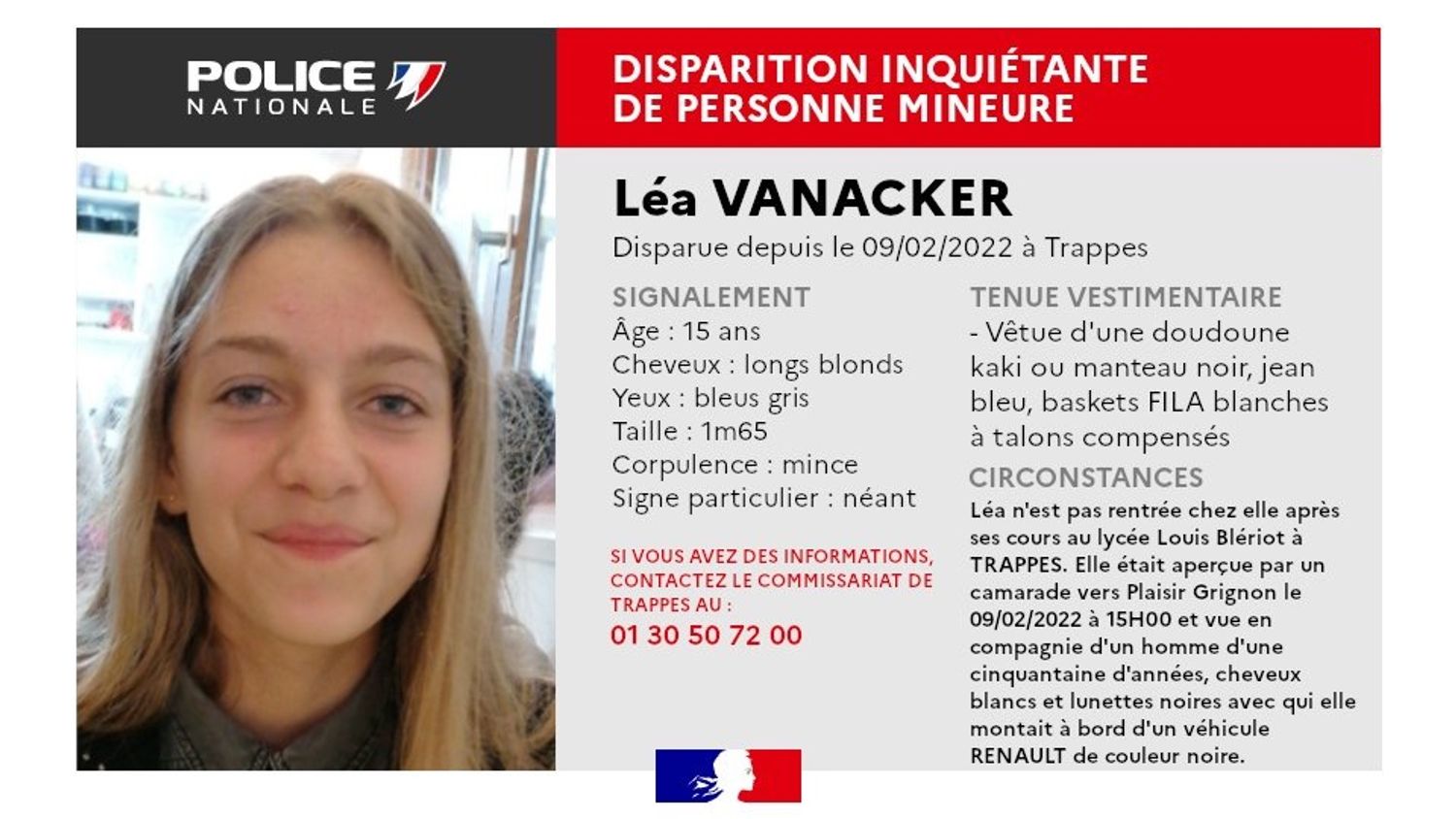 Appel à témoin dans les Yvelines après la disparition inquiétante d’une ado de 15 ans