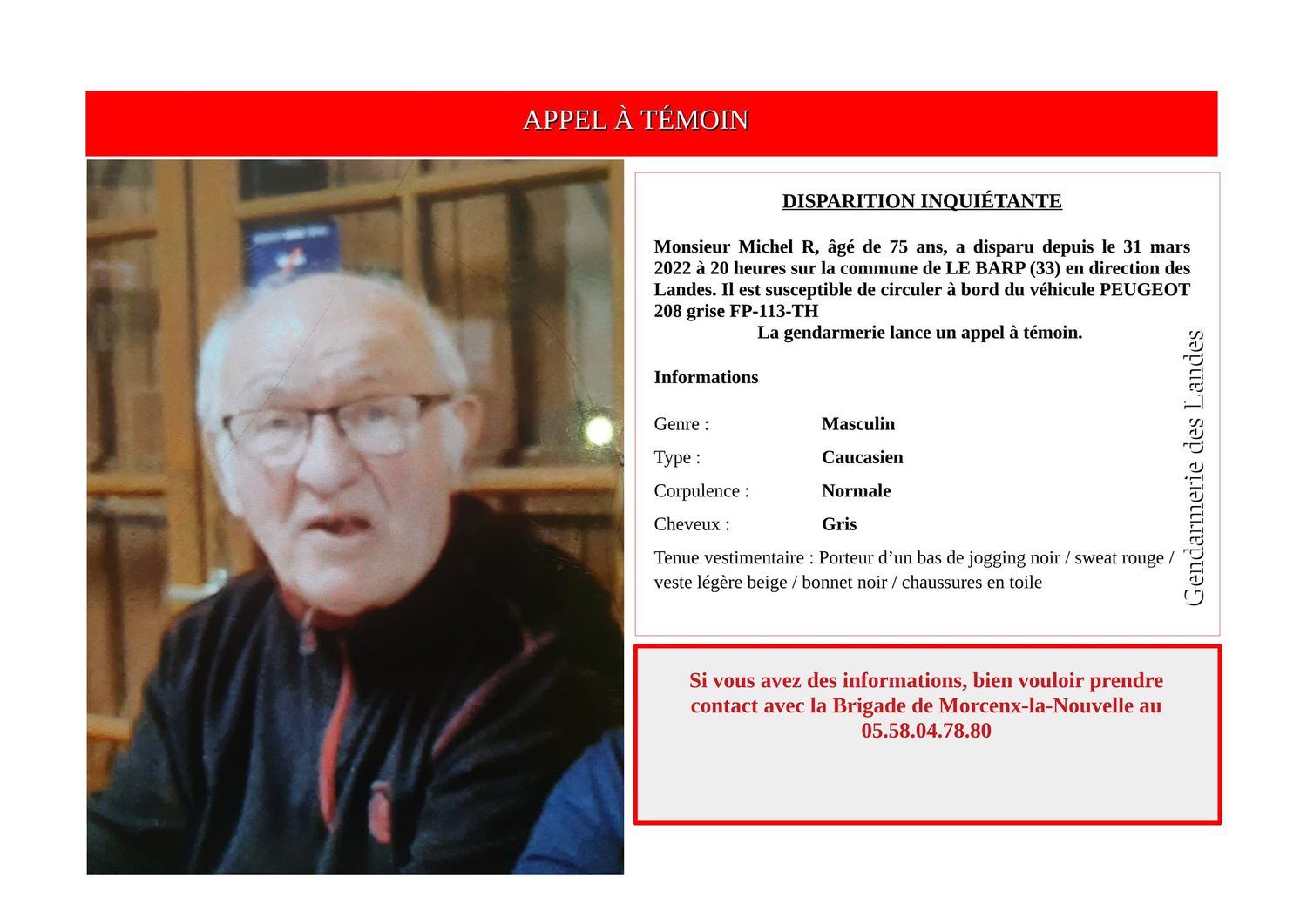 Disparition inquiétante de Michel R.