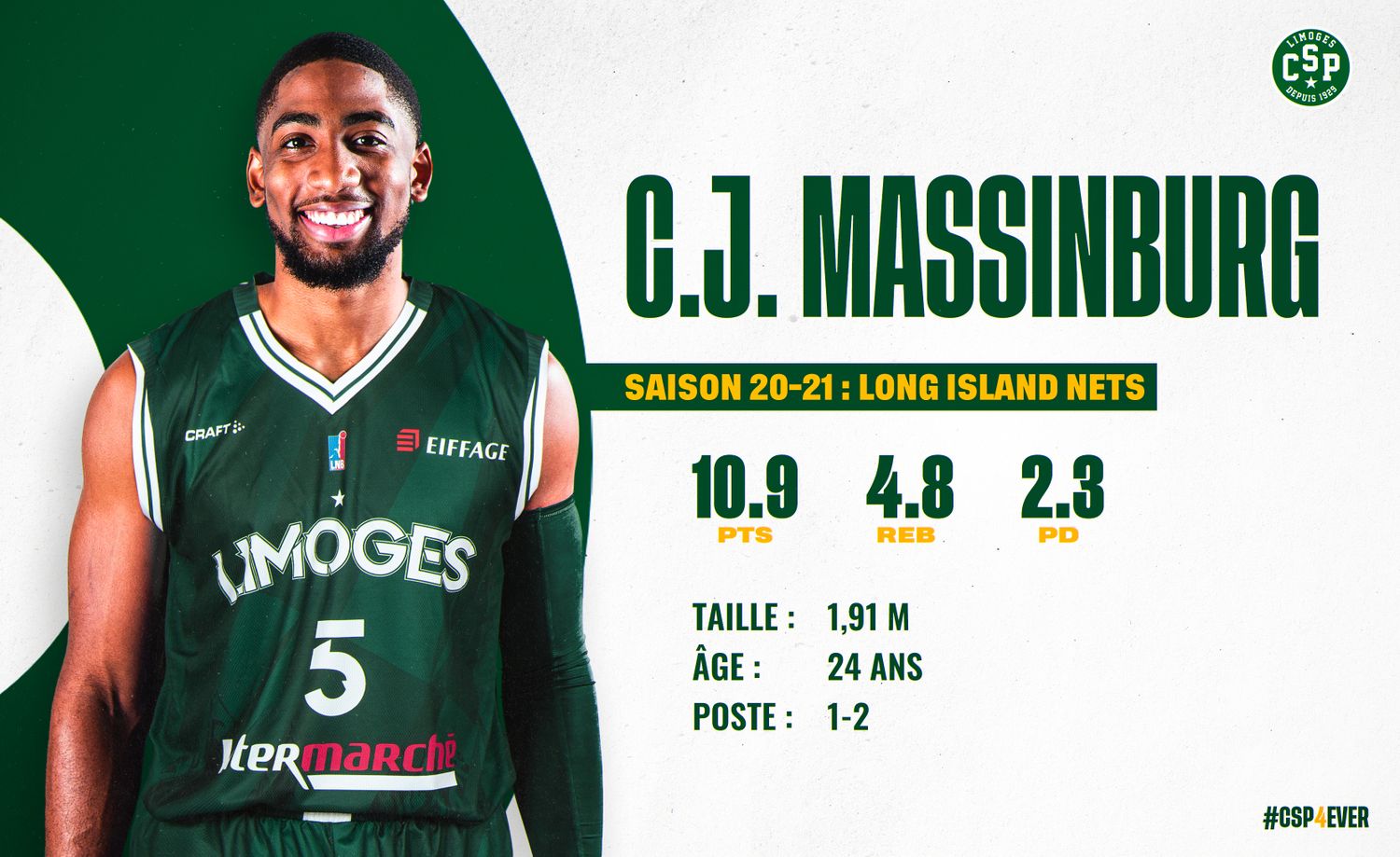 C.J. Massinburg sera le remplaçant de Gerry Blakes pendant au moins 6 semaines.