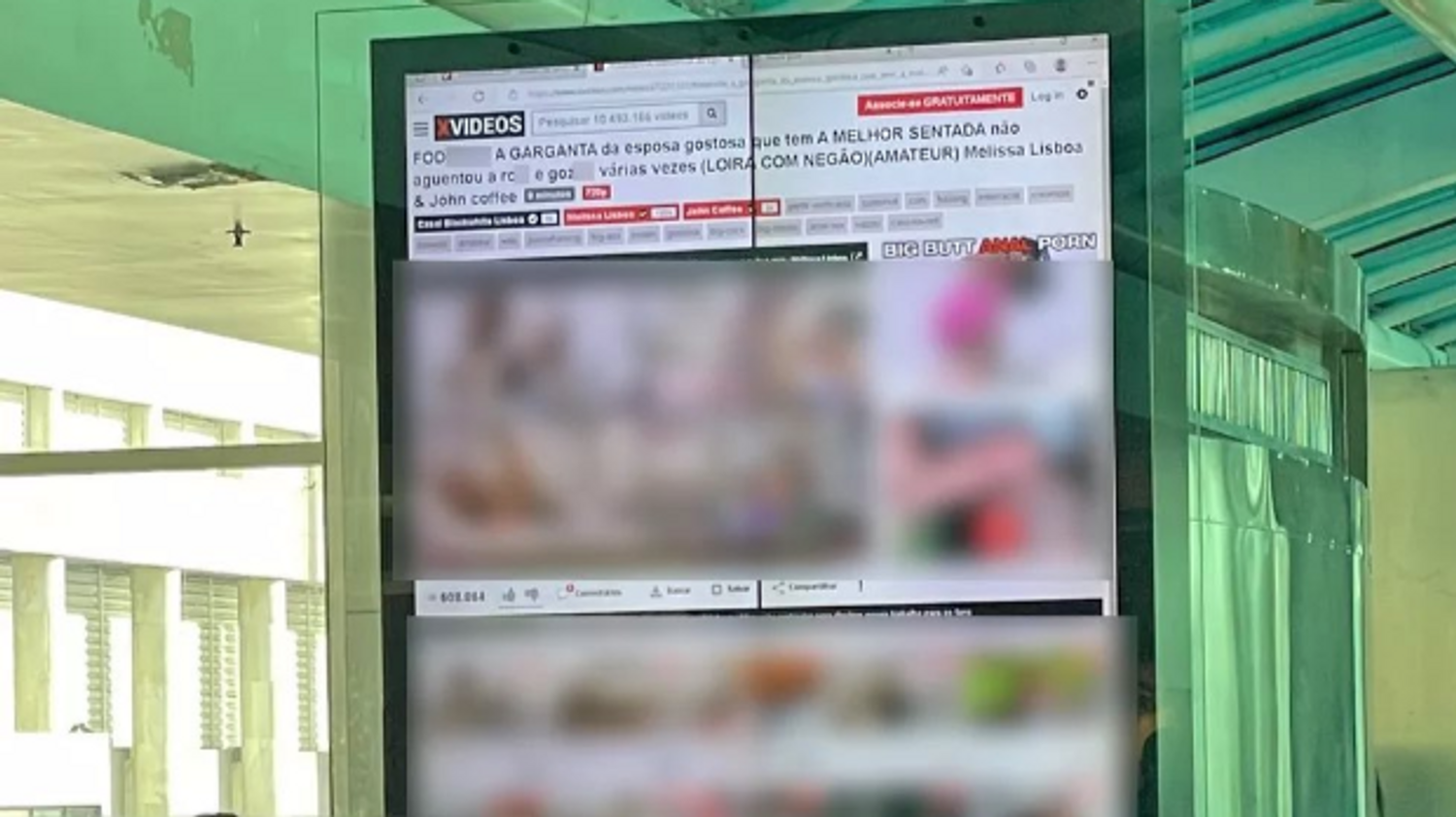 Les écrans publicitaires de l'aéroport Santos Dumont au Brésil ont diffusé du porno.