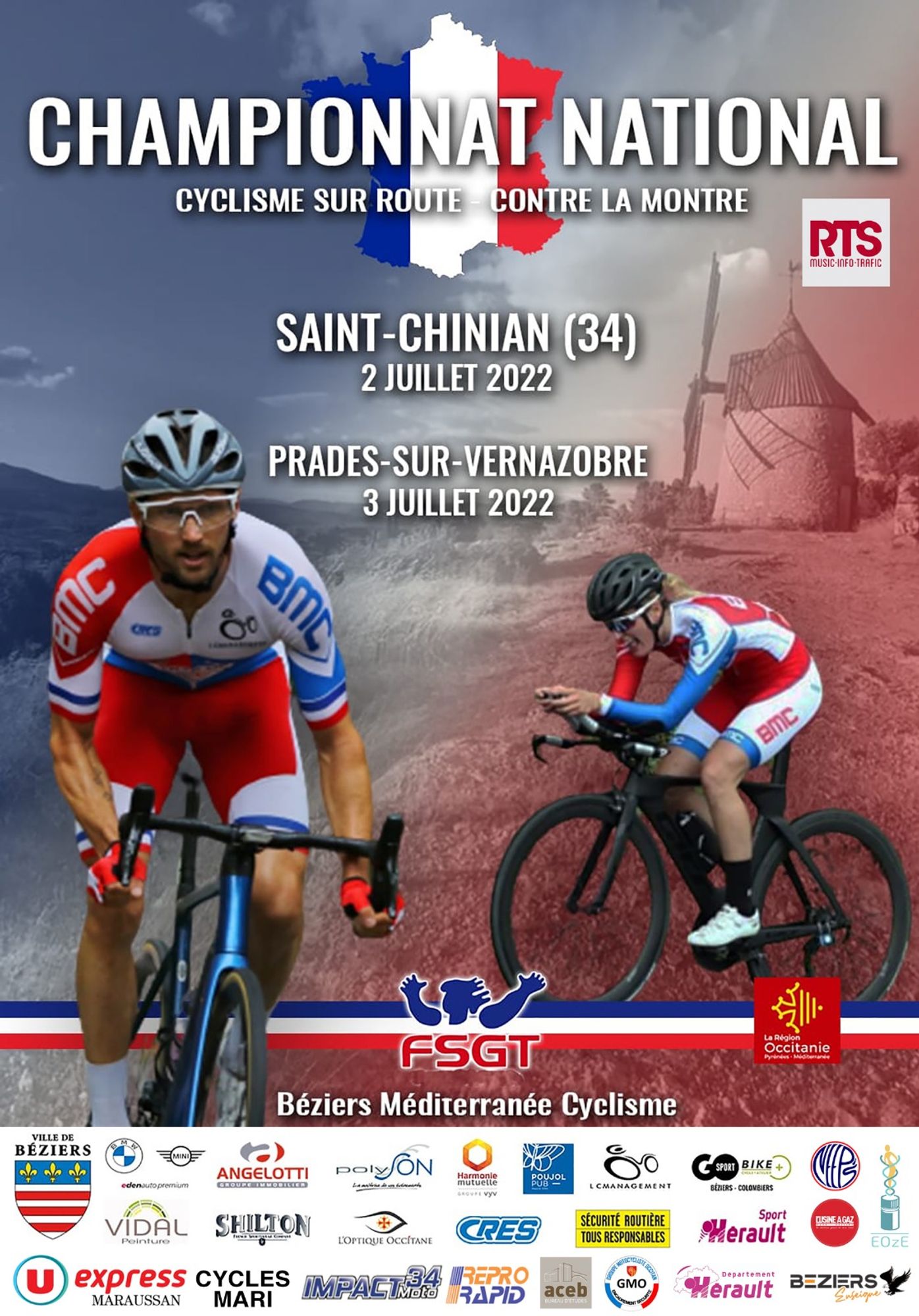 Championnat de France de cyclisme à Saint Chinian et Prade sur Vernazobre