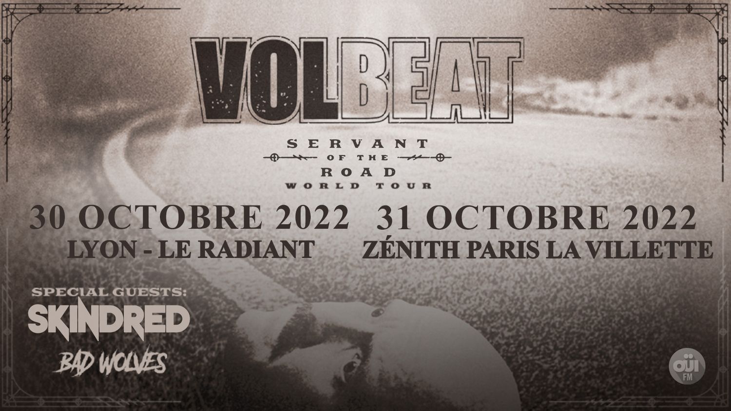 OUI FM est partenaire des concerts français de VOLBEAT !