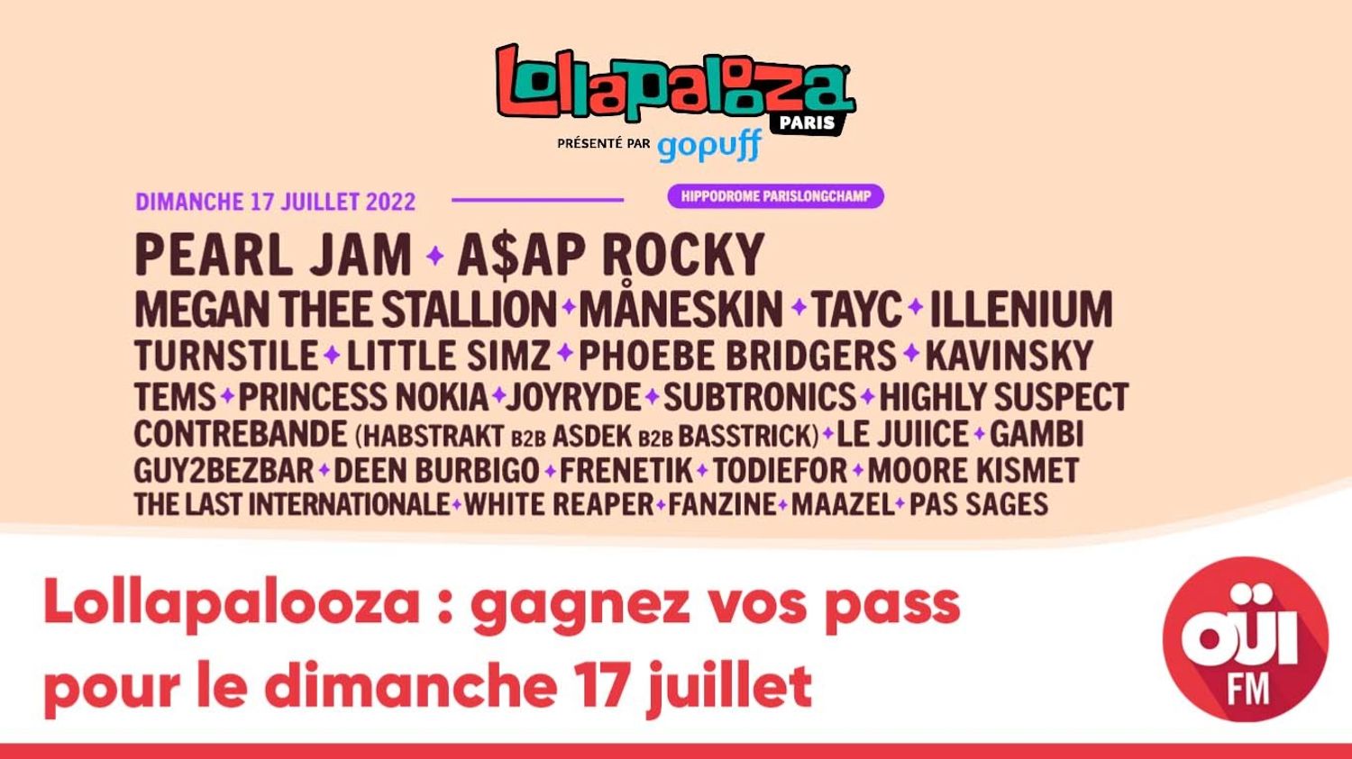 Lollapalooza : gagnez vos pass pour le dimanche 17 juillet