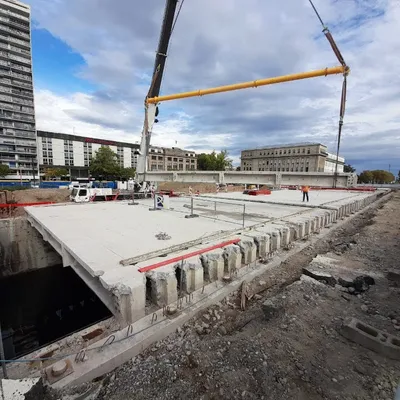 chantier dalle parvis gare Mulhouse