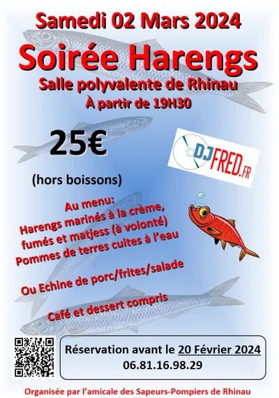  Soirée Harengs du 02 Mars 2024 à Rhinau