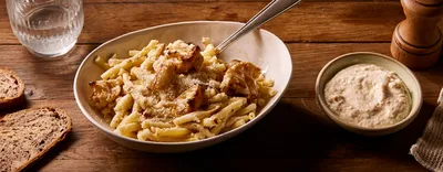 Pâtes à la crème de chou-fleur et lardons