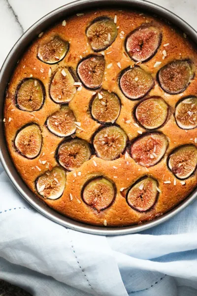 Gâteau au fromage blanc, figue, coco
