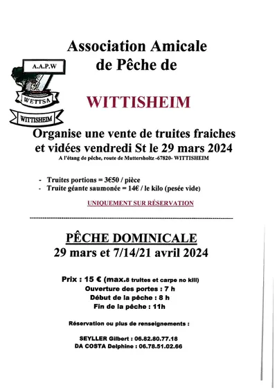 Vente de truites fraiches et vidées vendredi Saint à Wittisheim