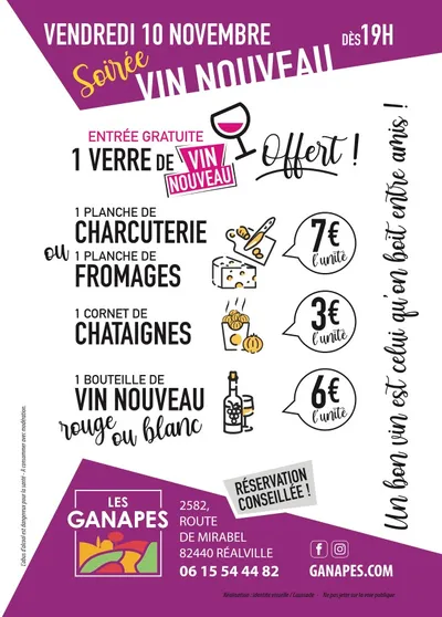 Réalville (82) : Soirée vin nouveau - Domaine des Ganapes