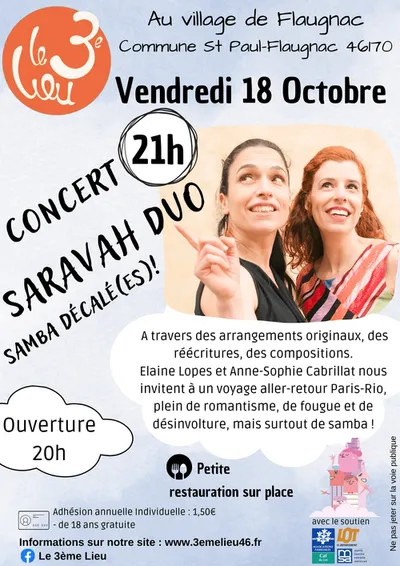 Saint Paul Flaugnac (46) : Concert Saravah Duo !!