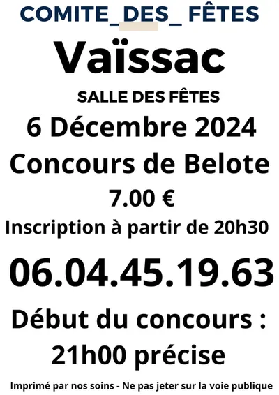 VAÏSSAC (82) : CONCOURS DE BELOTE