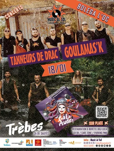 Trèbes (11) : Concerts TANNEURS DE DRAC + GOULAMAS’K