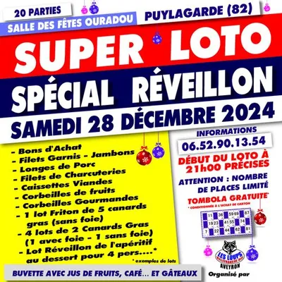 Puylagarde (82) : Grand Loto en 20 parties - Spécial Réveillon