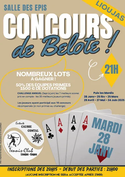 LIOUJAS (12) : CONCOURS DE BELOTE LIOUJAS