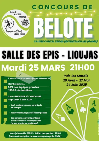 LIOUJAS (12) : CONCOURS DE BELOTE LIOUJAS