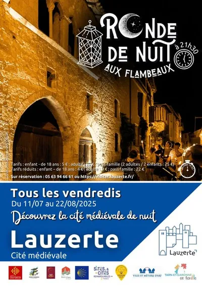 Lauzerte (82) : Visite guidée : ronde de nuit aux flambeaux