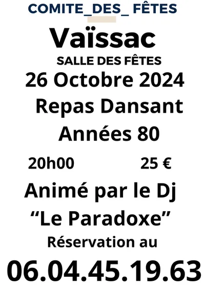 VAÏSSAC (82) : Repas Dansant Années 80