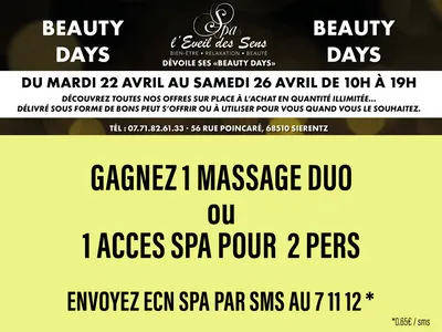 Gagnez 1 massage duo ou vos entrées spa à l'Eveil des Sens