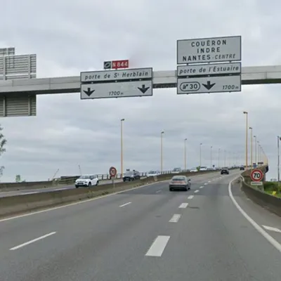 Nantes : le périphérique fermé entre les portes de l’Estuaire et de...