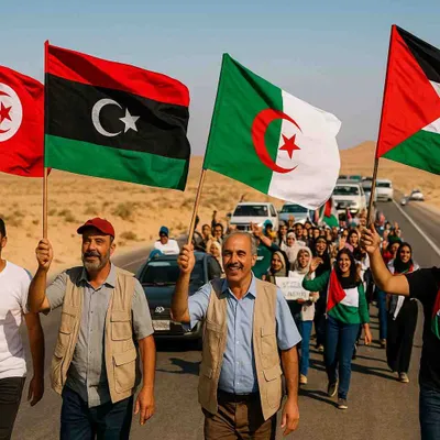 Partie de Tunisie, une caravane de solidarité traverse la Libye en...